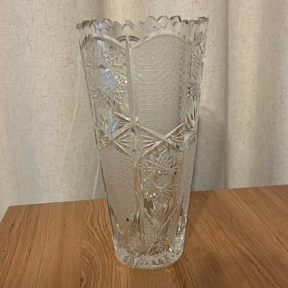 VTG Bohemian Cut Crystal Large Stunning Vase